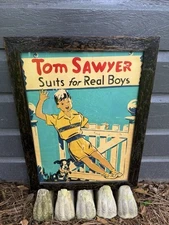 Antique 1930s Tom Sawyer Suits For Real Boys Swimsuit Advertisement Framed Swim