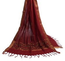 Sushila Vintage Maroon Indian Dupatta 100 Pure Cotton Printed Long Stole Veil