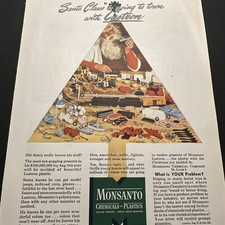 Vintage Monsanto Lustron Plastic Toys Santa Christmas Train Print Ad 1946