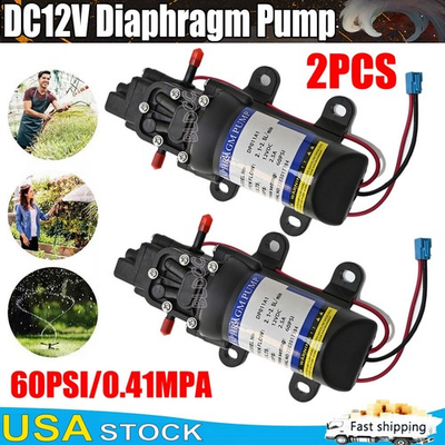 #ad 2Pack 12V 30W High Pressure Water Pump 60PSI Self Priming Diaphragm Sprayer Pump $49.99