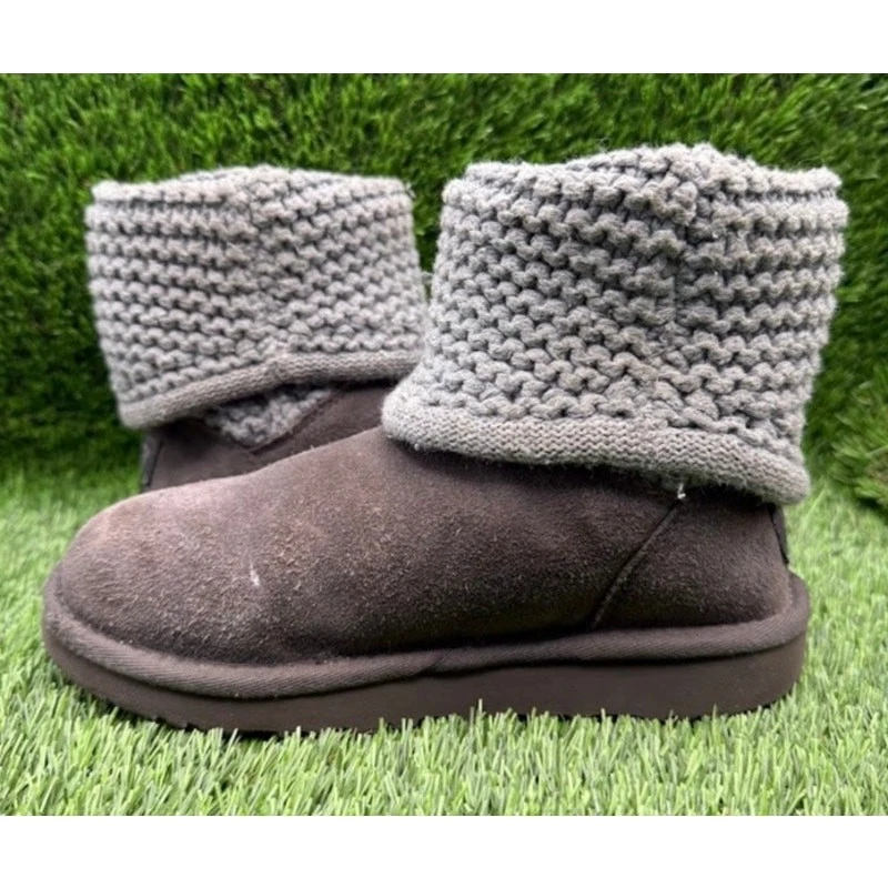 UGG Kids Darrah классический мини серый замши вязаные ботинки 1013859K - размер 1  - Изображение 3 из 4