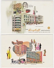 c1970 Chicago, Illinois~Lot of 2 Berghoff Restaurant Illustrated Postcards