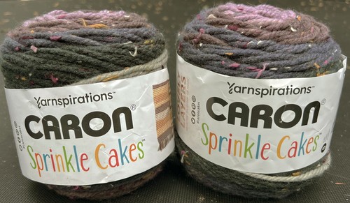 Yarnspirations CARON Lovely Layers SPRINKLE CAKES lot of 2 DEWBERRY PLUM