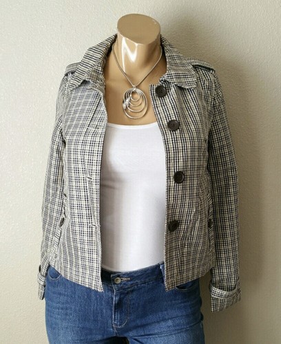 Merona Women’s Jacket Size Small Brown Green Plaid Button Up - Picture 4 of 6
