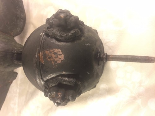 Antique Eagle and Globe Weather Vane or Flagpole Topper w/ Lion Heads - Picture 7 of 10
