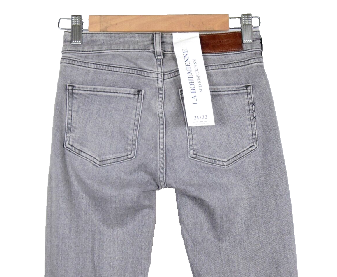 SCOTCH & SODA NEW womens La Bohemienne Grey Skinny Jeans