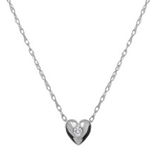 Diamond Heart Pendant Necklace F SI1 Solitaire 14k White Gold 16" Chain Delicate
