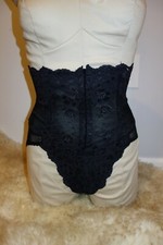 Vintage Oscar de la Renta Black Satin Lace Panties Shapewear Lingerie Small