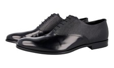 PRADA RARE Saffiano Oxford Dress Shoes Leather Sole Black NEW -  US 10 EU 43