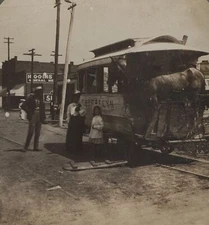 Cherrelyn Horse Car Horse on Board Englewood CO Stereoview c1900