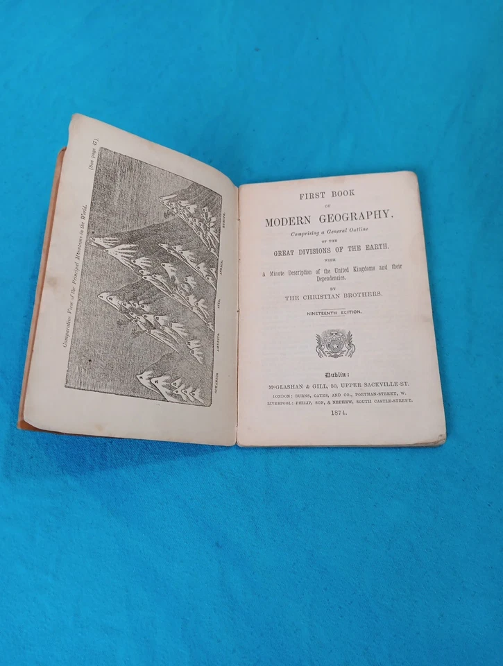 Antiguo primer libro de geografía moderna de colección 1874 Foto 4 de 4