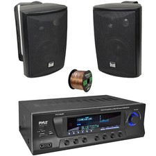 Pyle PT272AUBT USB Home Stereo USB Receiver, 2x 4" 200W Indoor/Outdoor Speakers