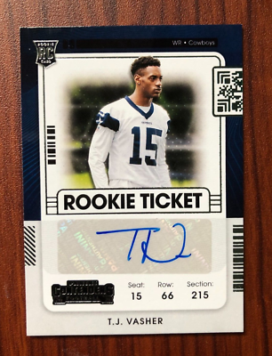 2021 Panini Contenders TJ Vasher Rookie Ticket Auto Autograph RC