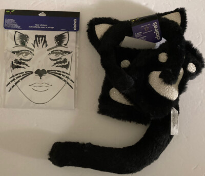 Claire's Halloween Black Cat Ears Paws Tail Face Stickers NEW