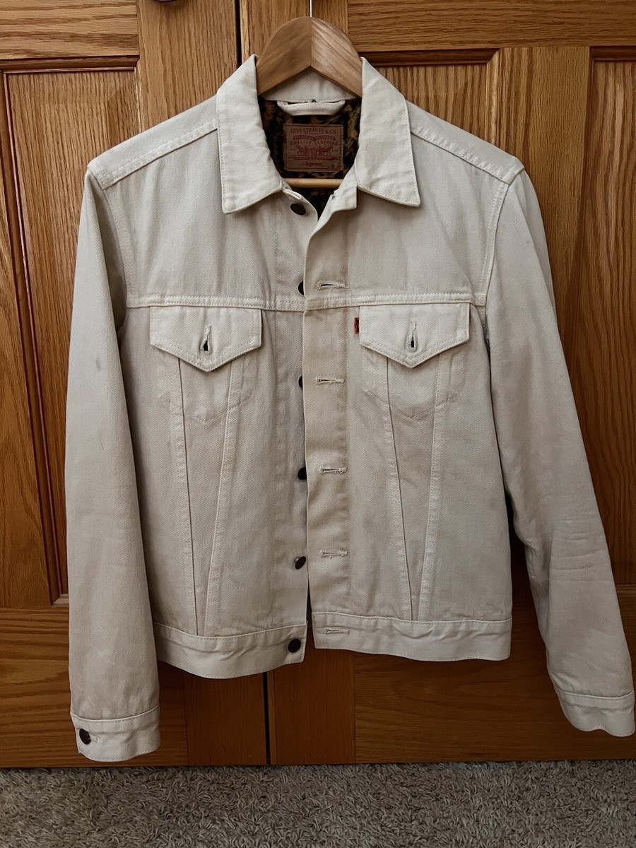 FW12 Supreme x Levi's Leopard White Denim Jean Jacket north FW12 Supreme x Levi's Leopard White Denim Jean Jacket north