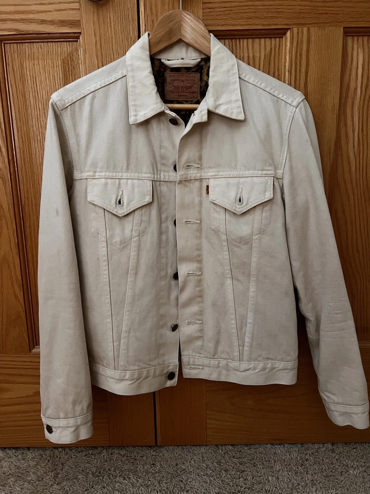 FW12 Supreme x Levi's léopard denim blanc jean veste face nord nike