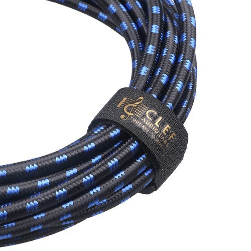 Clef Audio Labs 6.35mmTS to6.35mmTS Instrument Guitar Cable Blue Braided10FT-1PK - Picture 3 of 5