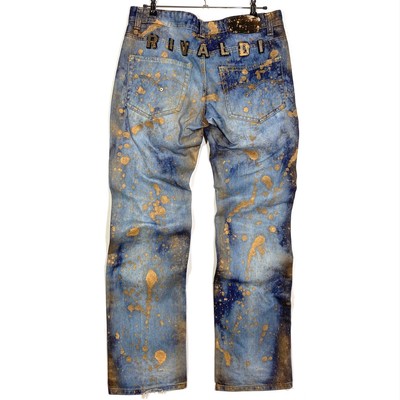 Jean Cyber y2k Vintage 2000 s Custom Bleach x Paint SGL Dsgn