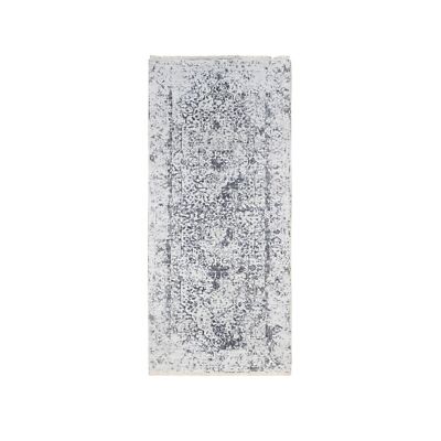 2'6''x5'10'' Wool/Silk Hand Knotted Gray Erased Farsian Design Runner Rug R63475