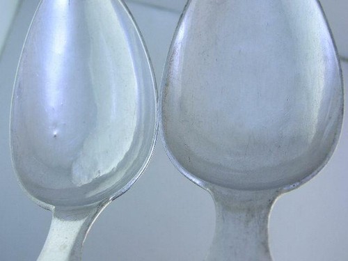 4 Early Coin Silver 8 5/8" Large Spoons RHODES circa 1800's - Picture 9 of 10