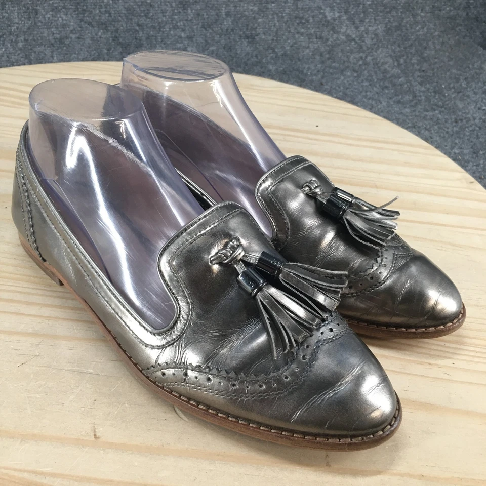 Louise Et Cie Zapatos Mujer 9 M Joey Vestido Punta de Ala Borla Mocasín Cuero Plateado Foto 3 de 4