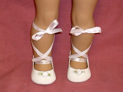 WHITE BALLET  SHOES   FIT  18''  GIRL DOLLS   NEW GENERIC