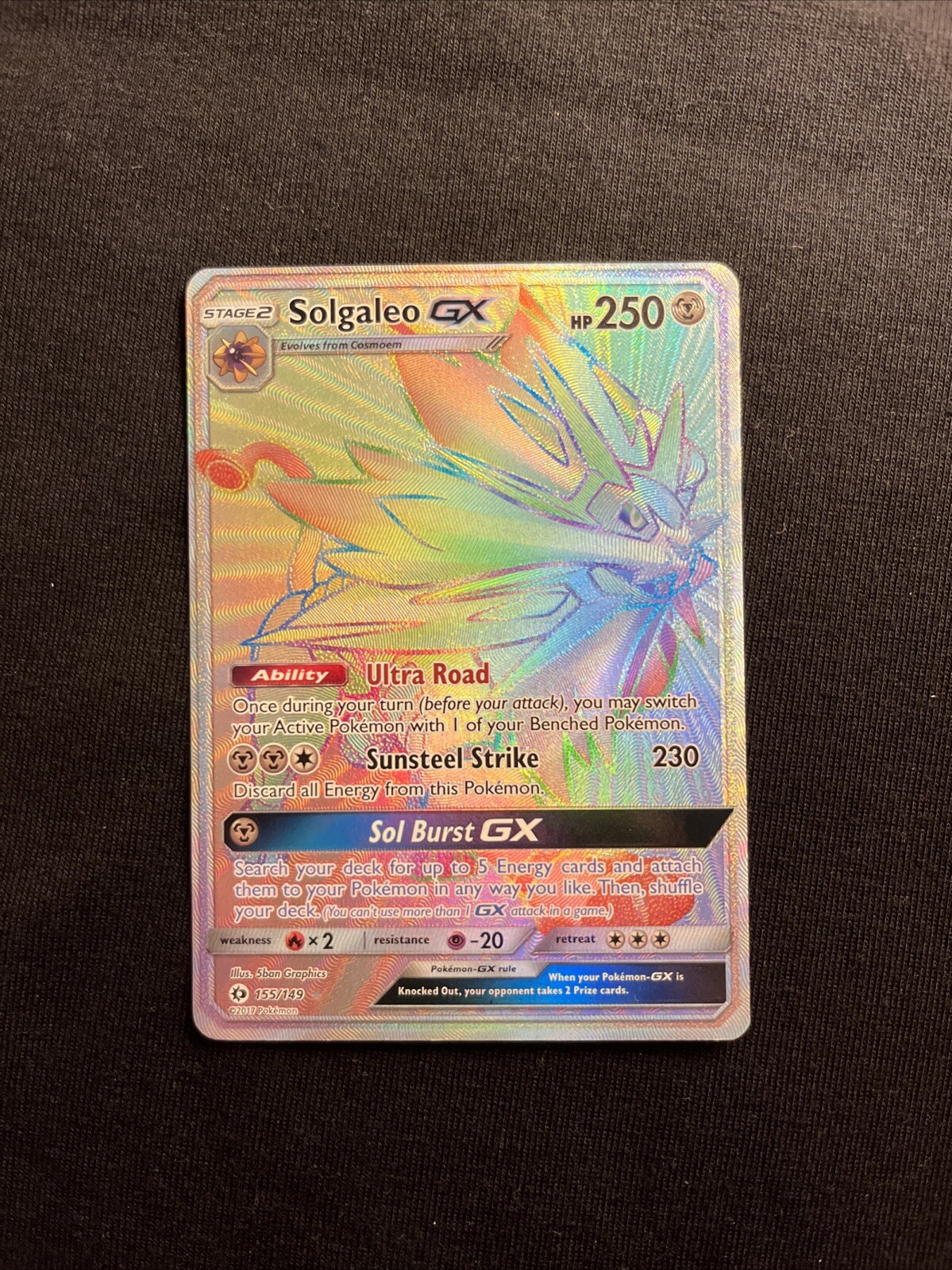 Pokémon TCG Solgaleo GX Sun & Moon 155/149 Holo Secret Rare