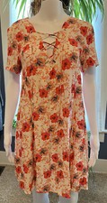 ASTR The Label Floral Pheasant Dress Short Sleeve Womens S