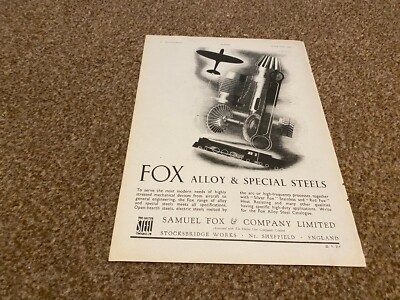 AC33 WERBUNG 11X8 SAMUEL FOX & COMPANY - FOX LEGIERUNG & SPEZIALSTÄHLE