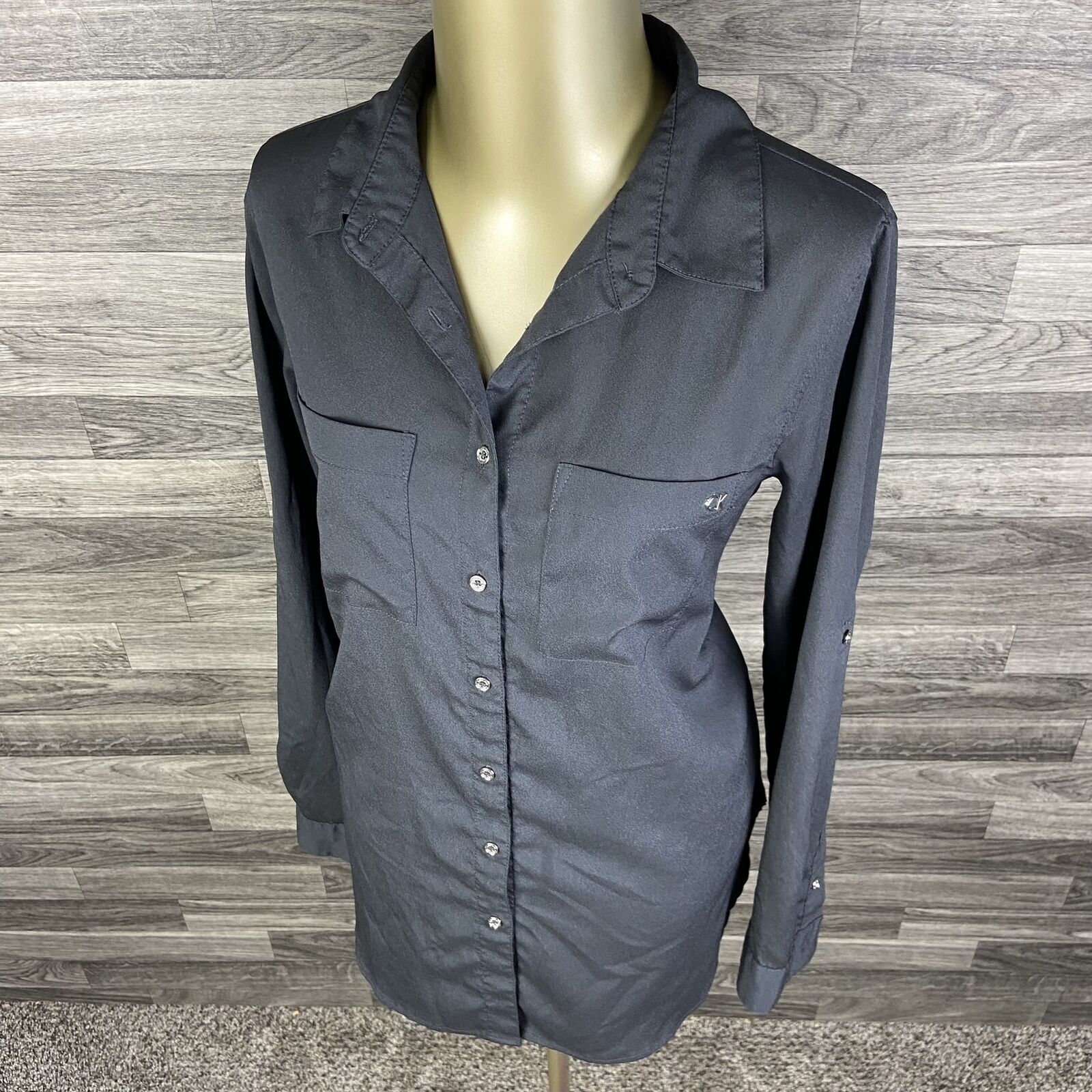 CALVIN KLEIN Collared Button Down Long Sleeve Gre… - image 2