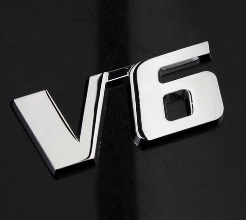 2x V6 emblem chrome lettering sticker logo metal V6 emblem universal car- - Bild 5 von 6