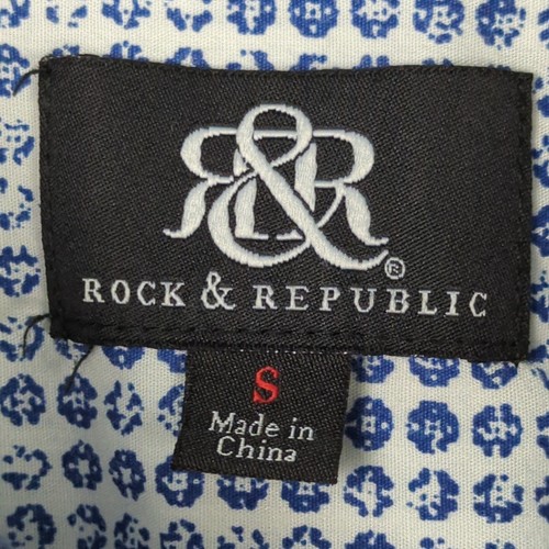 Rock & Republic Men's Button-Up Shirt S Blue Short Sleeve - Picture 8 of 10