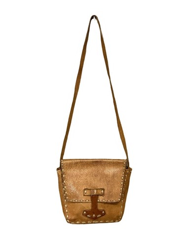 VTG 60S 70S HIIPPY BOHO TAN BROWN SLIP CLASP RUNNING STITCH SHOULDER BAG - Picture 2 of 6