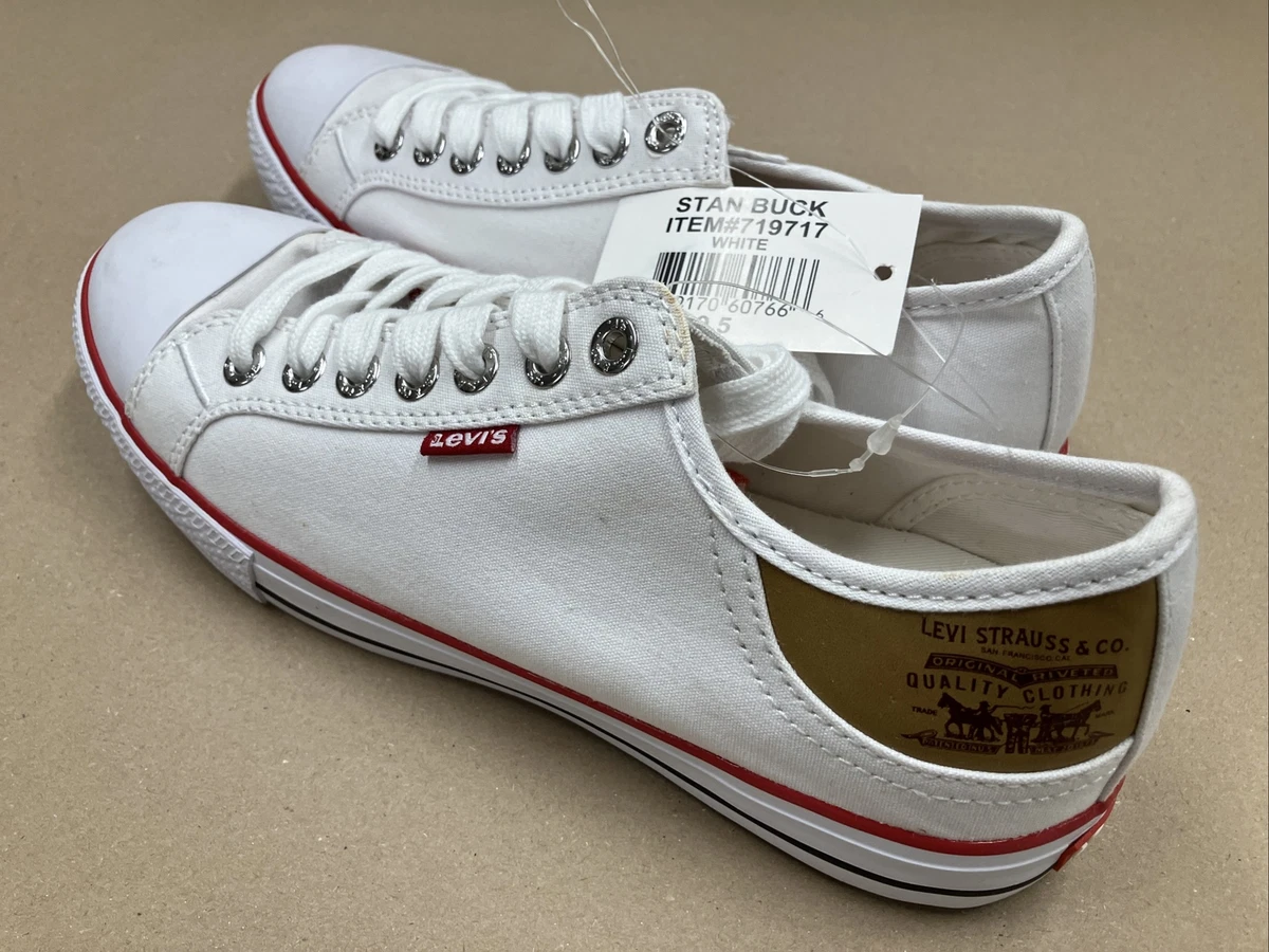 Levi s Stan Buck Size 9.5 White Denim Sneakers Shoes Tennis Men s
