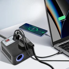 Wechselrichter 12V 150W Spannungswandler 2*USB 3.0 1*PD Car Inverter Auto M