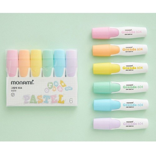 Juego de 6 colores de resaltador Monami Grande Pstel - Imagen 4 de 4