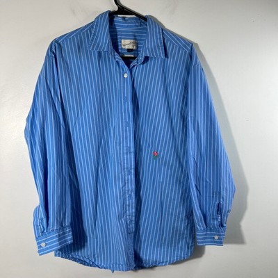 Universal Thread Striped Button Shirt Oversized Fit Embroidered Flower S Cotton