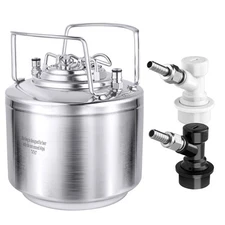 1.6 Gallon Mini Ball Lock Keg, Stainless Steel Double Ball Lock Post Corny Ke...