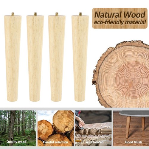 4 Pieces Furniture Legs Wood Solid Furniture Straight Table Legs Non-Slip6432 - Picture 5 of 7
