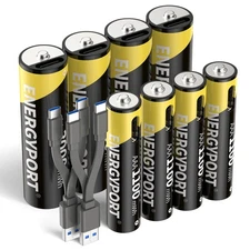 8Pcs USB Rechargeable Batteries 4X 3000mWh AAA & 4x 1100mWh AAA Combo with Cable