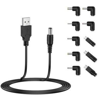 USB to DC 5V Power Cord, Universal DC 5.5x2.1mm Plug Jack Charging Cable with...