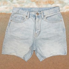 Old Navy 4" Blue High Rise Slouchy Straight Jean Cut Off Shorts Girls Size 14/26