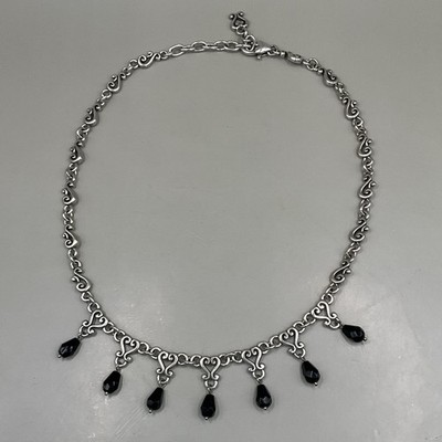 Brighton Vivaldi Women s Necklace Silver Plated Black Crystals