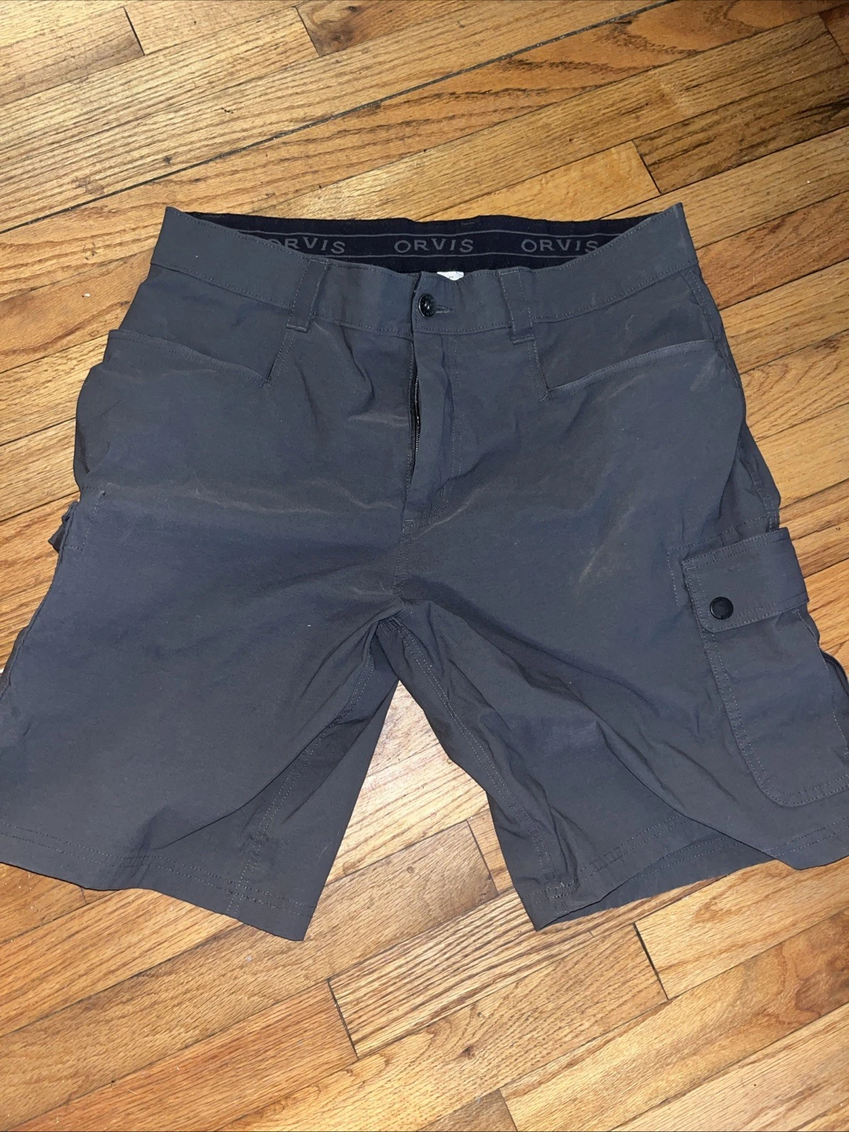 Orvis Shorts Mens Size 35 Gray 4-Way Stretch Band Waist Gray Fishing Outdoor