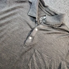 Woolly Shirt Men's L Charcoal Gray Button Up Short Sleeve 100% Merino Wool 