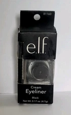 e.l.f. Cream Eyeliner, WITH BRUSH Water-Resistant Smudge-Proof, Black, 0.17 Oz