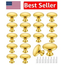 18-Piece Stainless Steel Gold Drawer Knobs - Elegant Round Pulls for Home