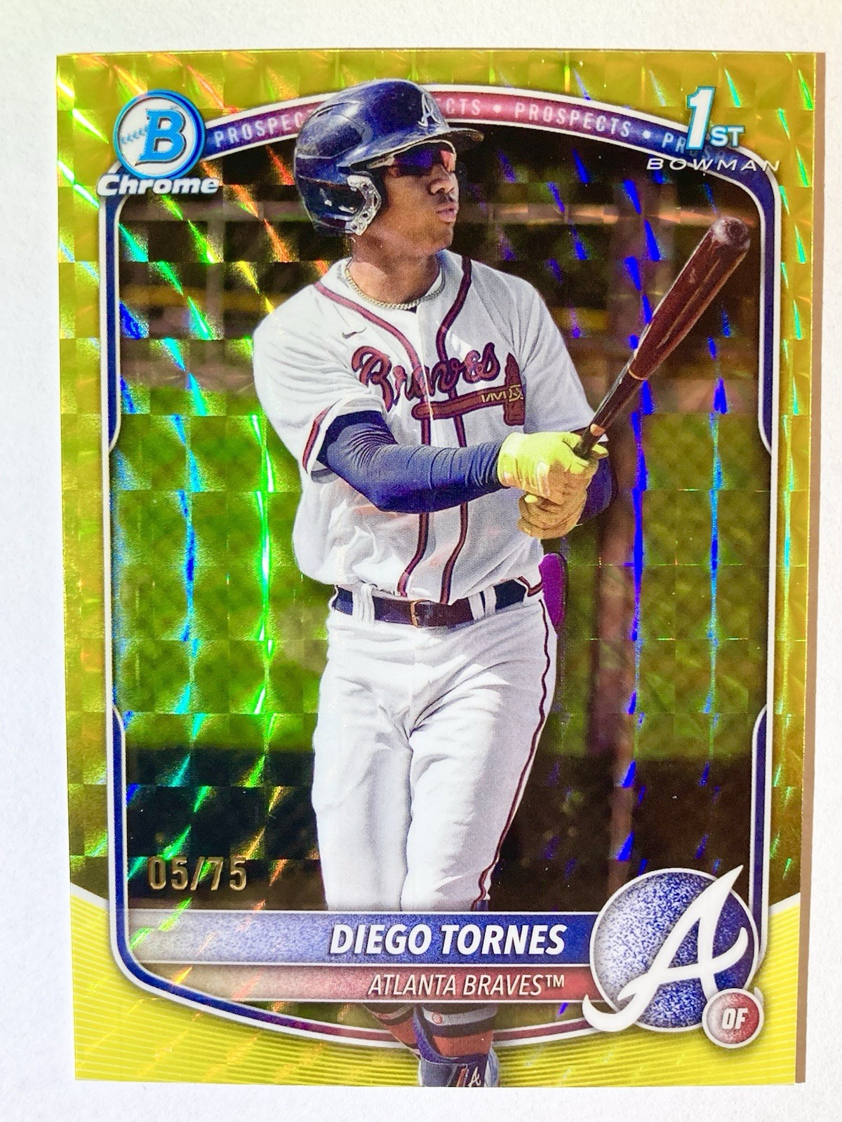 2025 Bowman Chrome #BCP-214 DIEGO TORNES Yellow Geometric Refractor /75 1st