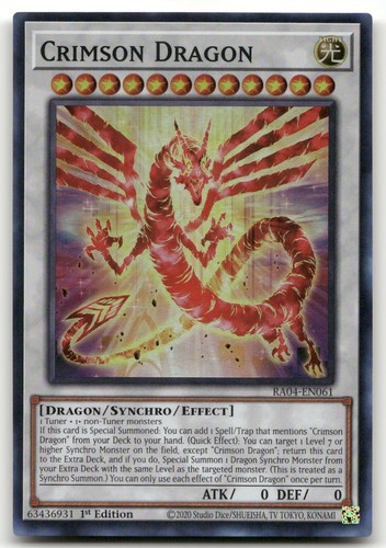 Crimson Dragon RA04-EN061 Quarter Century Stampede 1st Edition Ultra Rare