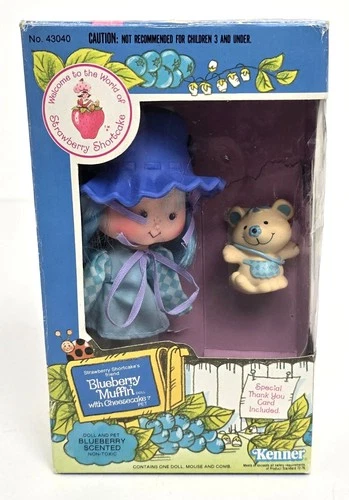 Strawberry Shortcake Blueberry Muffin Doll 1979 W/ Cheesecake Pet 1982 Vintage